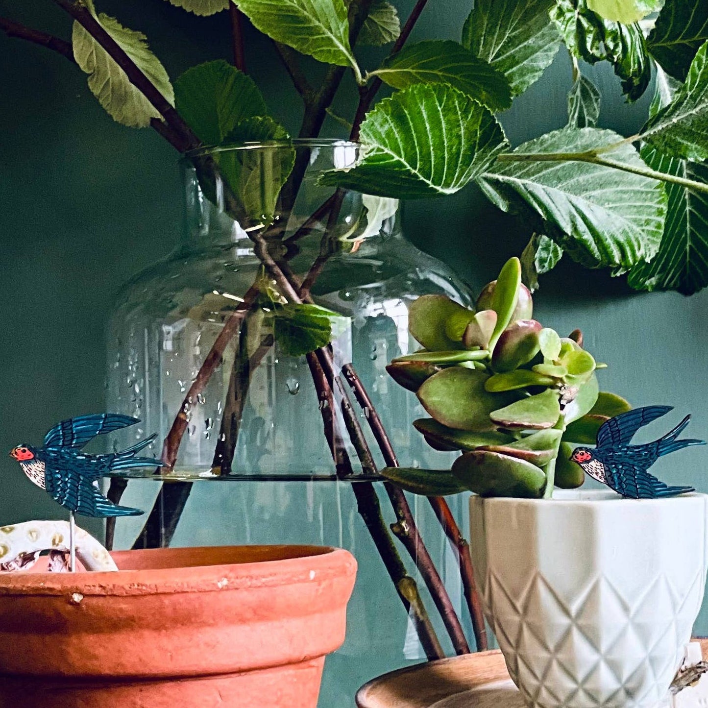 A Swallow Plant Pot Companions available to buy from Fig and Rose Home.