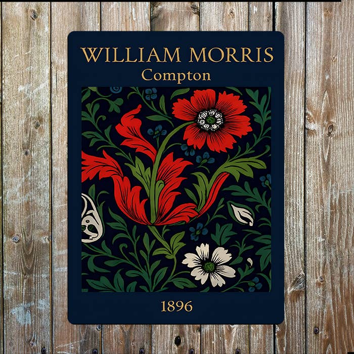 A William Morris Botanical Metal Sign available to buy from Fig and Rose Home.