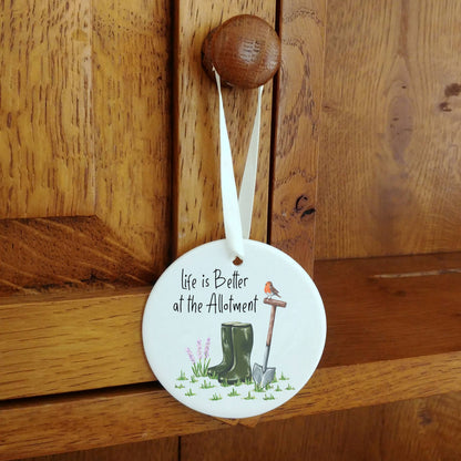 A Life is Better at the Allotment Ceramic Decoration available to buy from Fig and Rose Home.