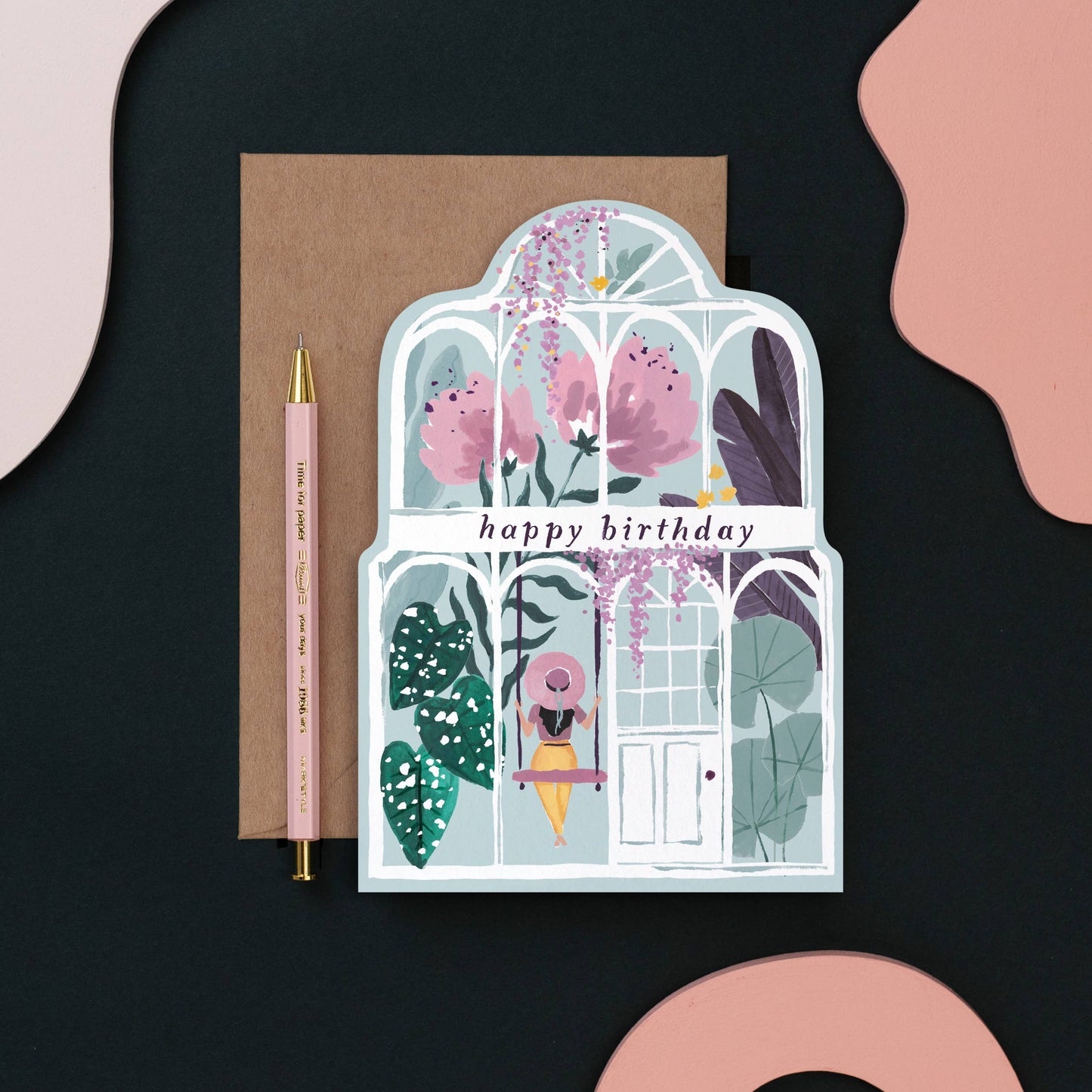 A Greenhouse Birthday Card available to buy from Fig and Rose Home.
