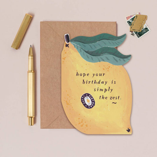 A Lemon Zest Birthday Card available to buy from Fig and Rose Home.