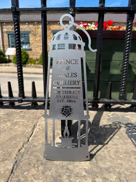 Prince of wales Pontefract colliery miners lamp sign from Fig and Rose.