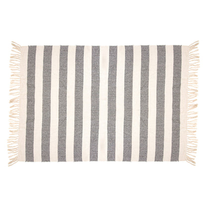 So Cosy Dark Grey & Cream Striped Boho Throw Blanket from Fig and Rose