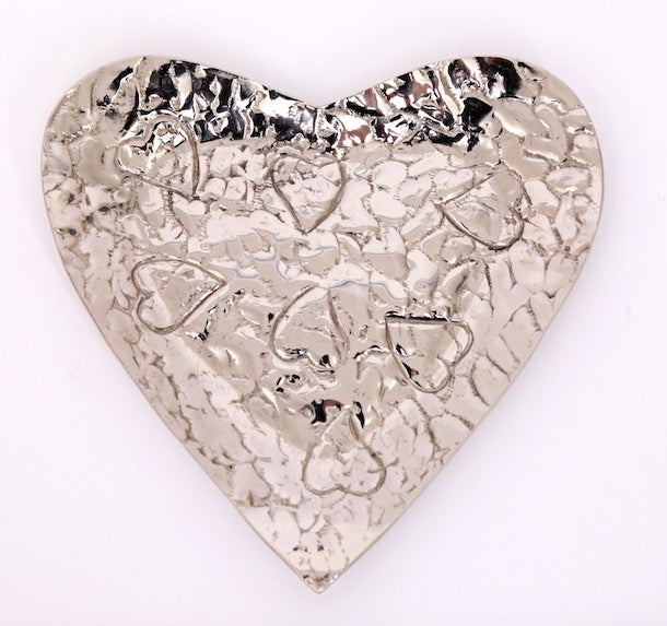 Silver Embossed Heart Dish