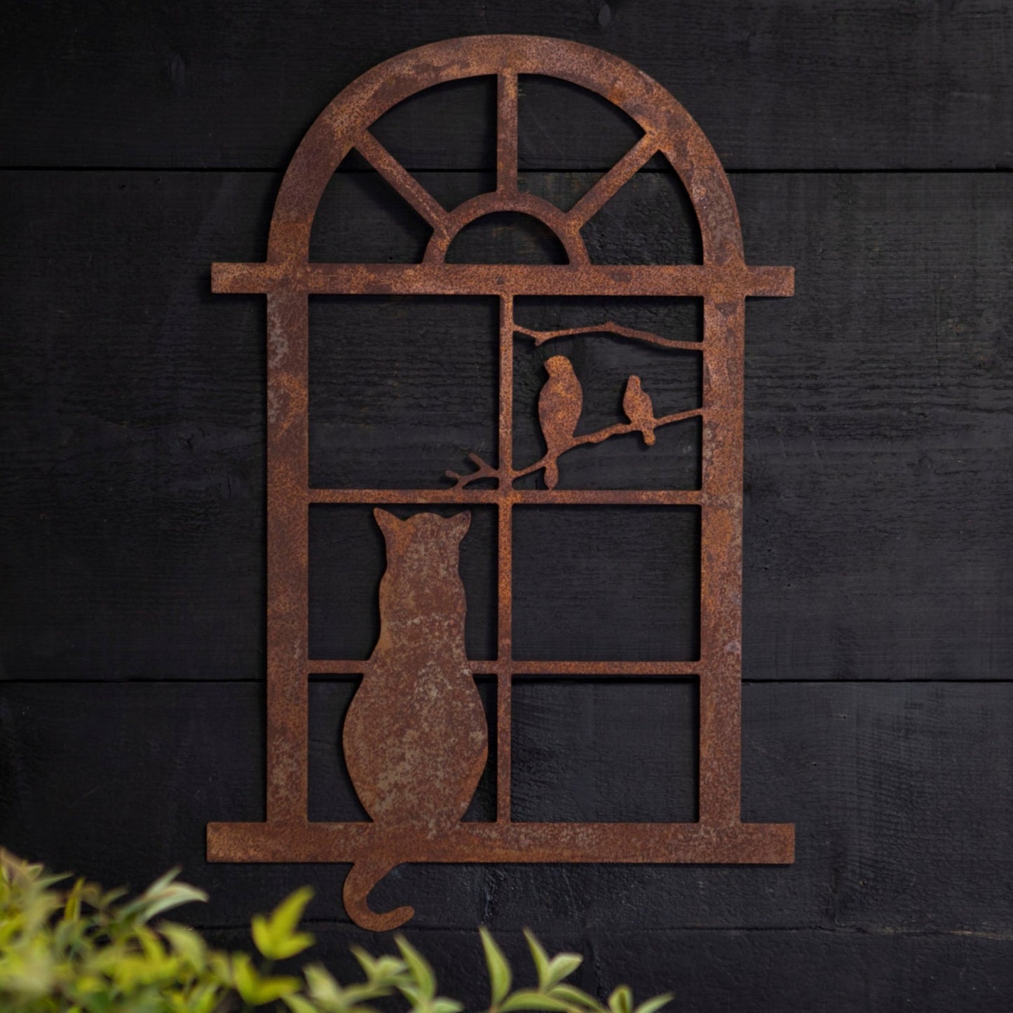 Rusty Cat Plaque | Garden Decor
