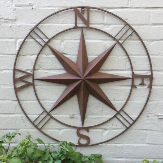 Rusty Wall Compass | XL Compass | Garden Decor