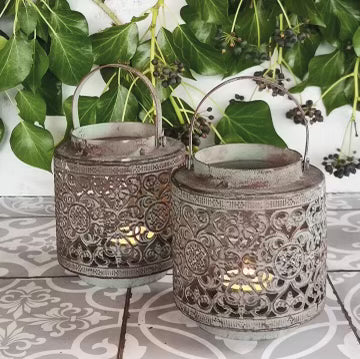 Rustic Lanterns | Grey | Antique White