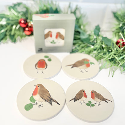 RSPB Robin Coasters - Set of Four from Fig and Rose