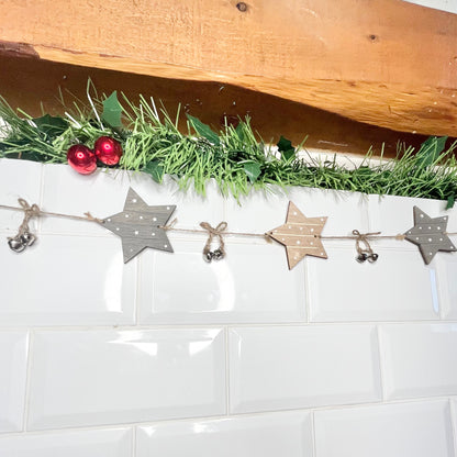 Christmas Wooden Garland With Stars and Bells from Fig and Rose