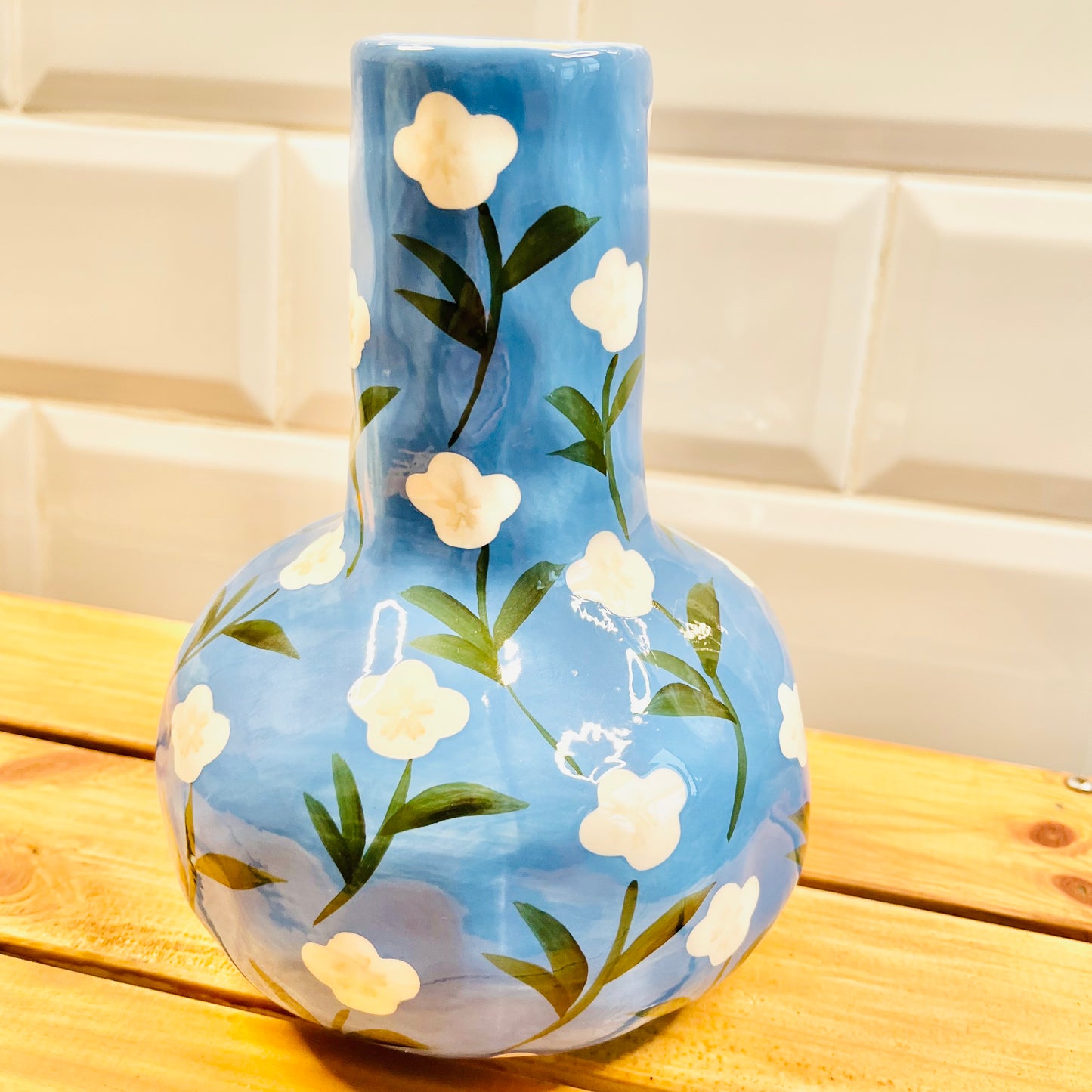 Blue Flowered Vase