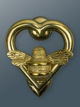 Brass Heart with Bee Door Knocker - Brass Finish