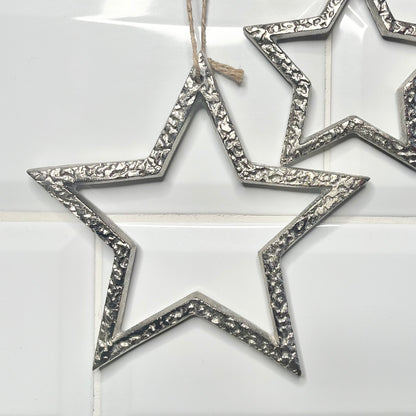 Silver Metal Hanging Star Decoration