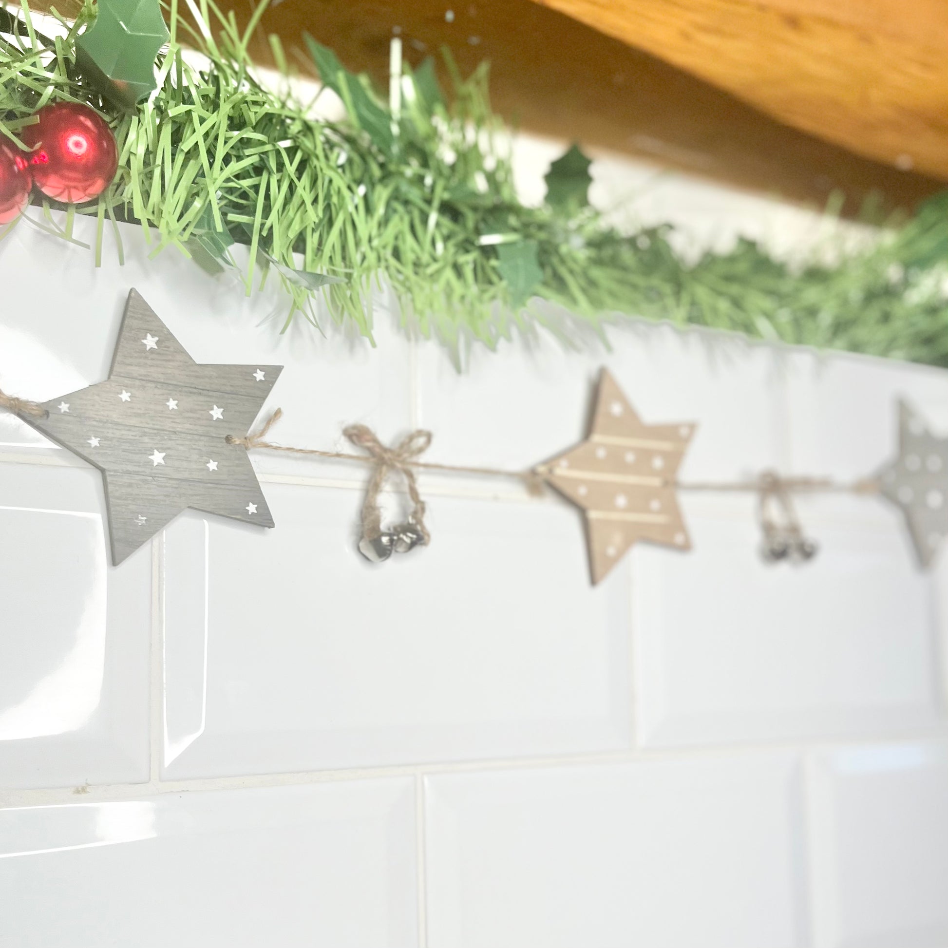 Christmas Wooden Garland With Stars and Bells from Fig and Rose