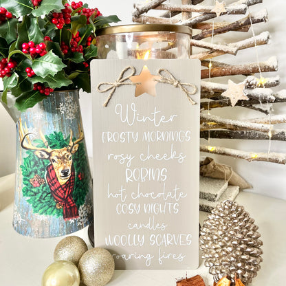 A Winter Plaque with Quote from Fig and Rose.