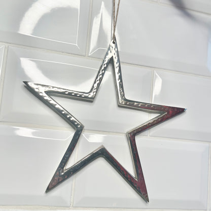 Silver Metal Hanging Star Decoration