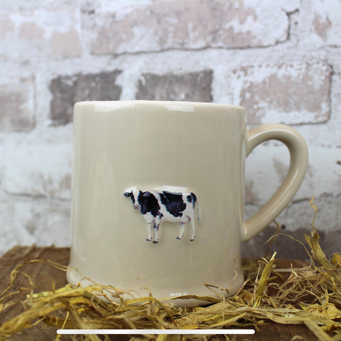 Embossed Stoneware Cow Mugfrom Fig and Rose