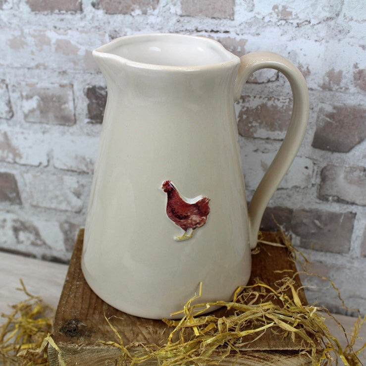 Embossed Stoneware Chicken Jugfrom Fig and Rose