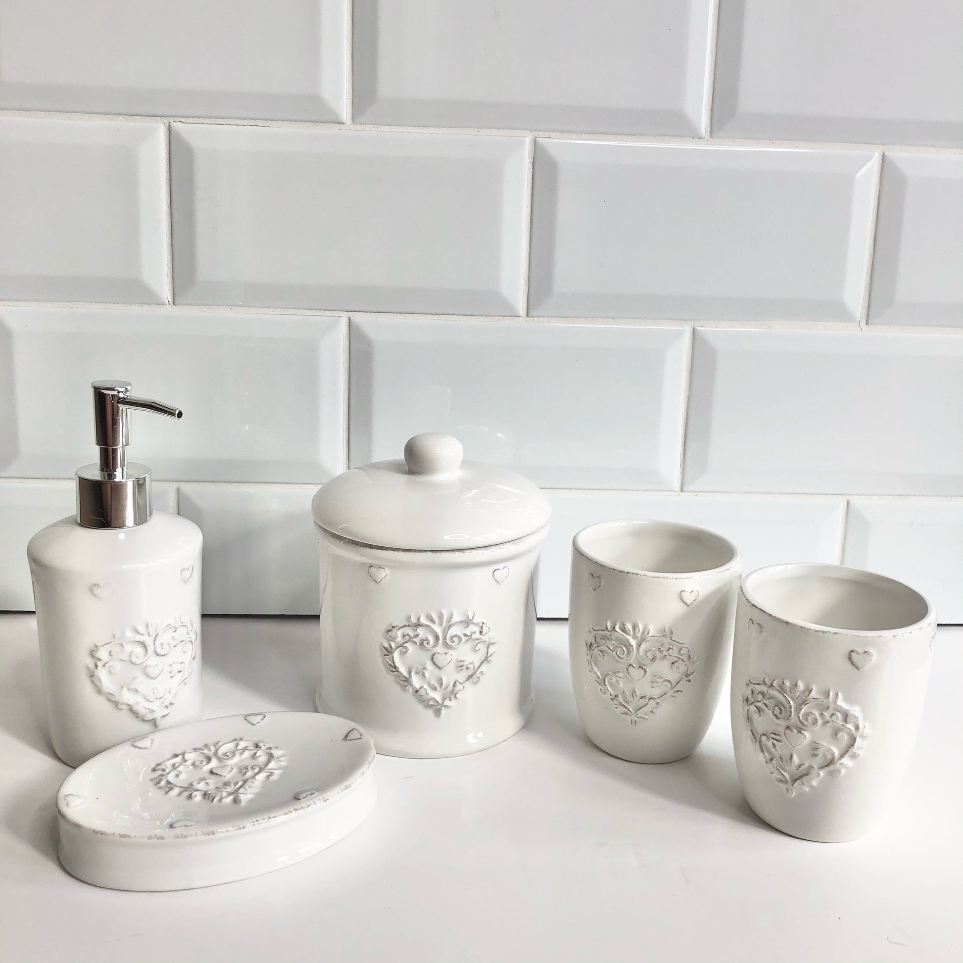 Ceramic Heart Hand Wash Dispenser from Fig and Rose