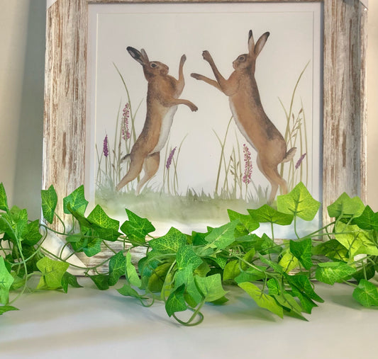 Framed Picture of Boxing Hares from Fig and Rose