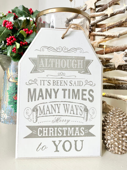 White Christmas Plaque with Quote