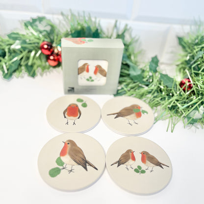 RSPB Robin Coasters - Set of Four from Fig and Rose