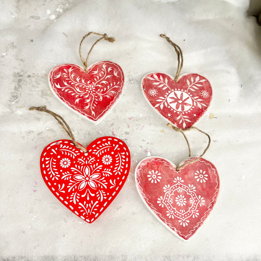 Nordic Christmas Wooden Hanging Decoration Set of 4from Fig and Rose