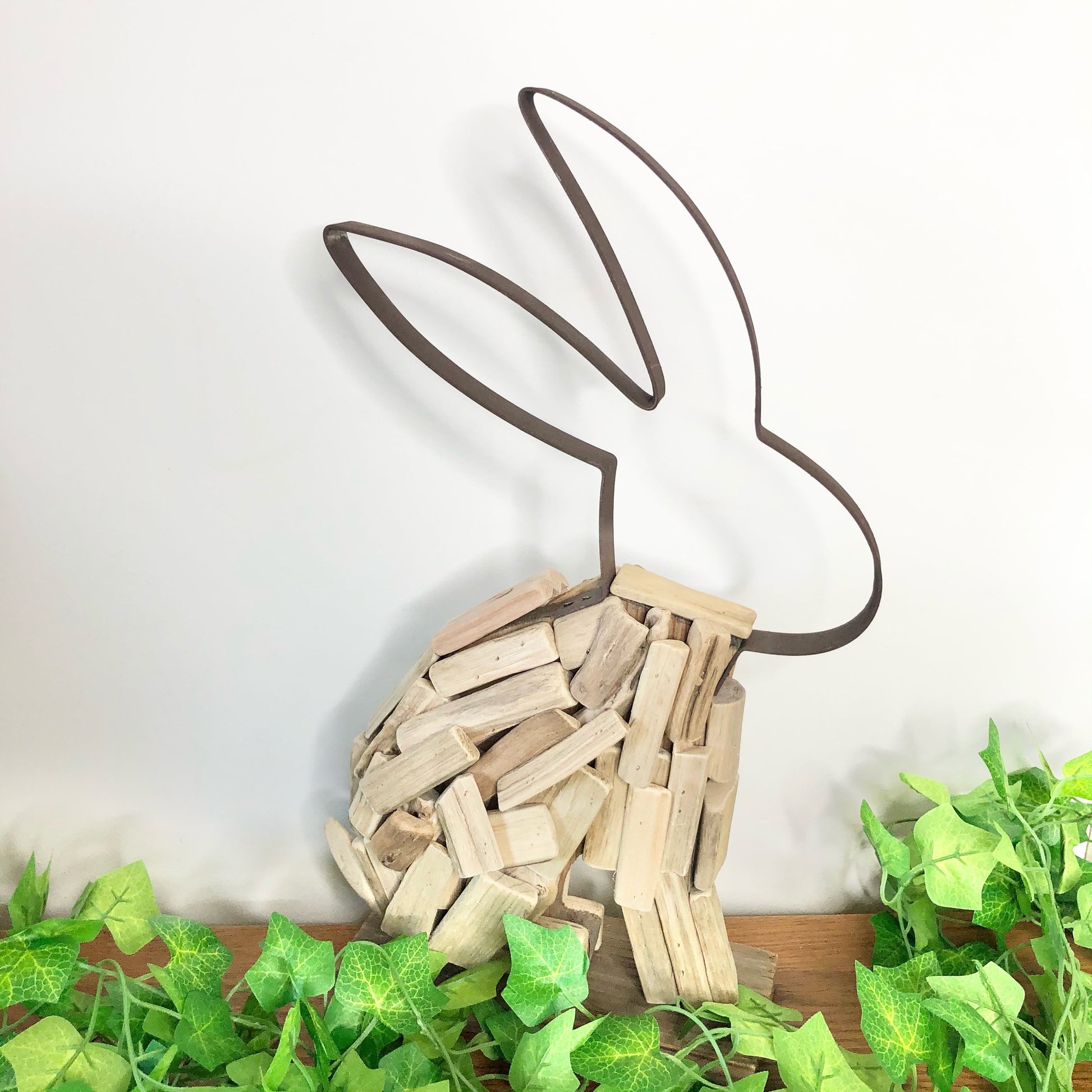 Driftwood Hare Statue - Handmade from Fig and Rose